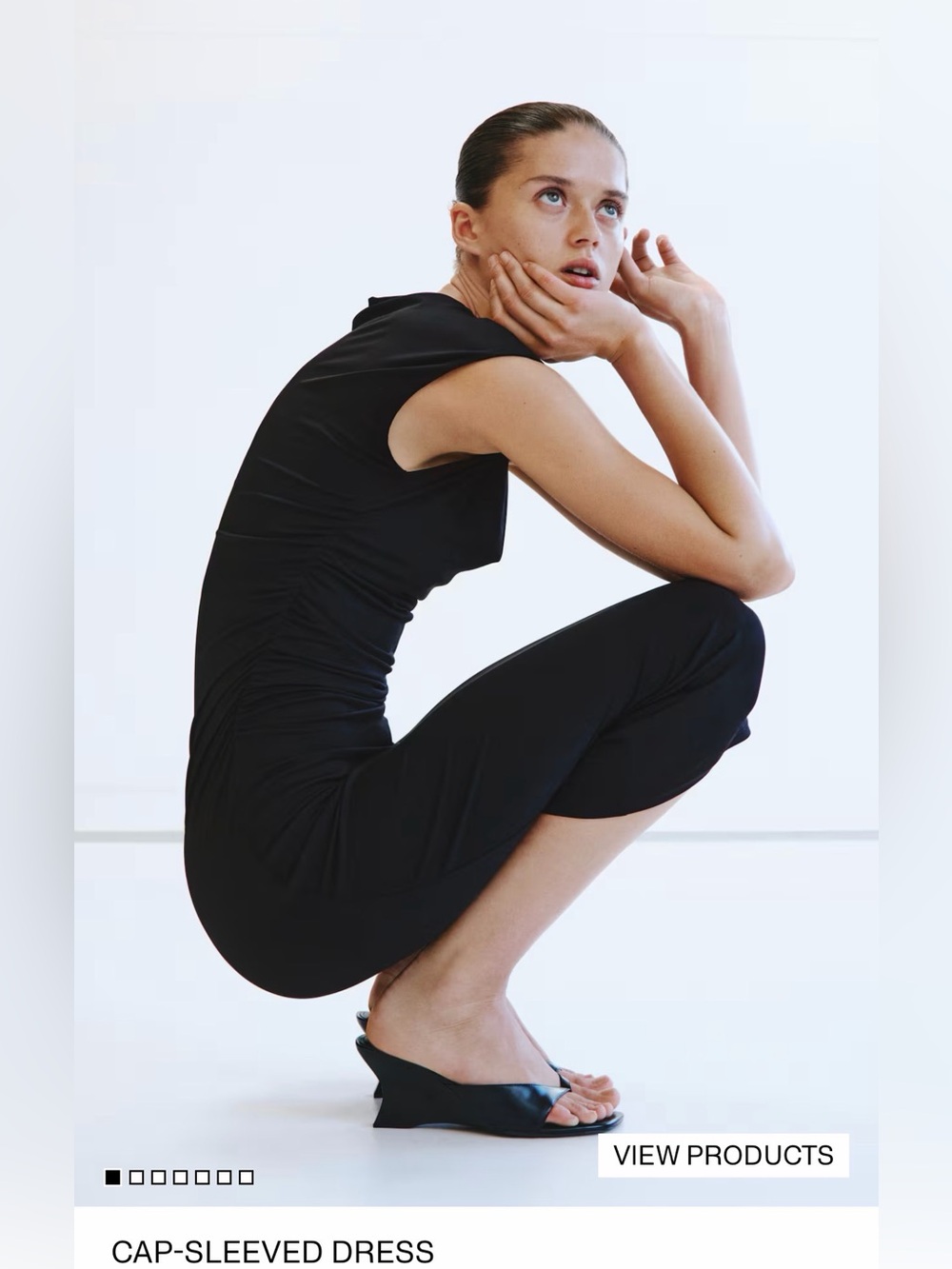 H&M Black Sleeveless Draped Midi Dress